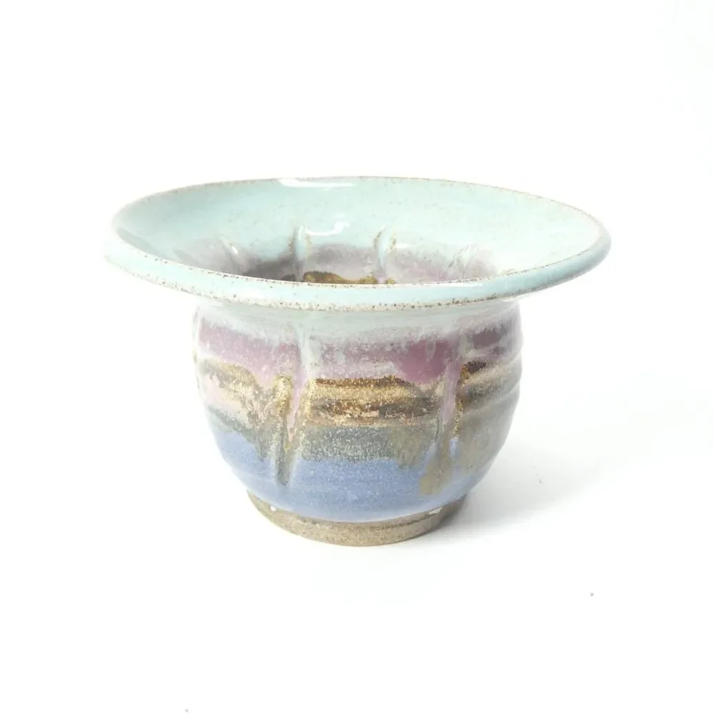 Studio Art Pottery Vase With Flower Frog Handmade Ikebana